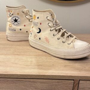 Converse Women's Embroidered High-Top Sneakers - Cream